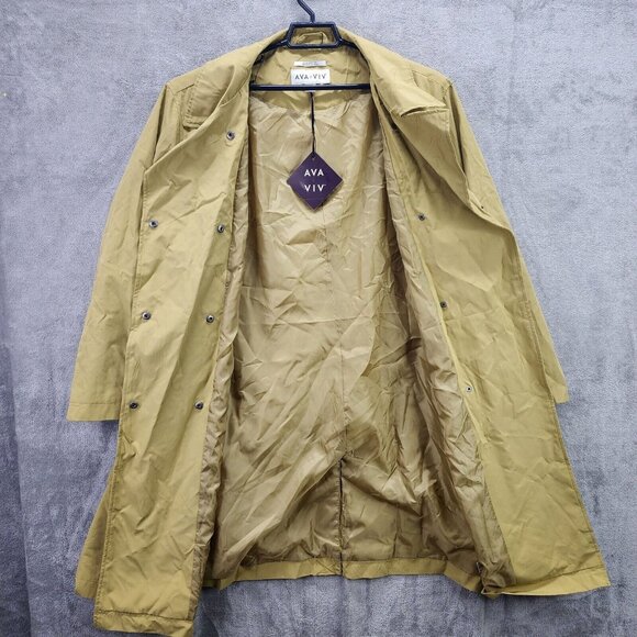 Womens Tan Green Raincoat Water Resistant Long Sleeve Ava & Viv Plus Size 2X - Picture 6 of 11